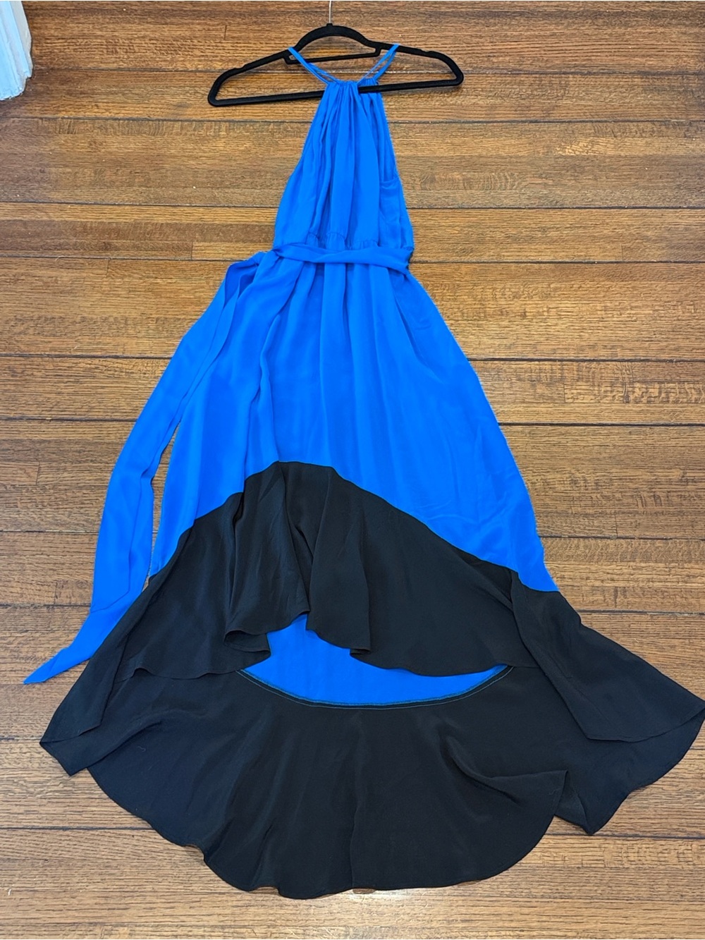 BCBGMaxAzria Royal Blue and Black High-Low Halter Dress - Picture 2 of 3